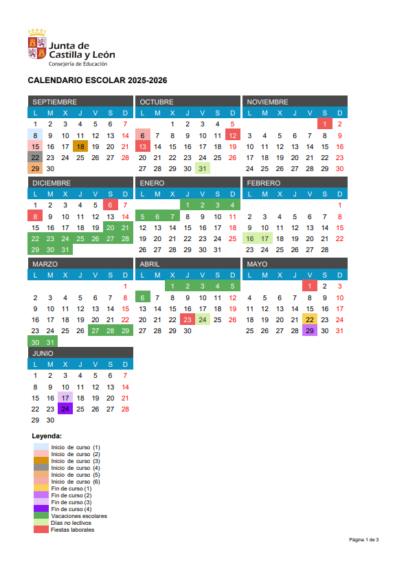 Calendario escolar 2025/2026